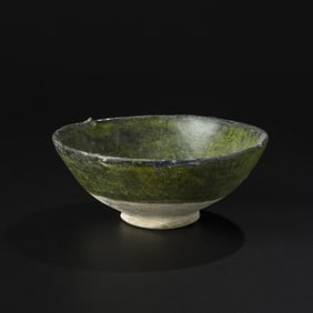 Ancient Middle Eastern Glazed Pottery Bowl [16.2 x 6.3cm, 344gram]