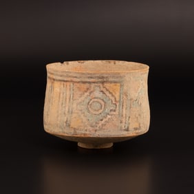 Ancient Indus Valley Terracotta 3 Colors Decorated Bowl With Geometric Pattern [8.5 x 6.6cm, 86gram]