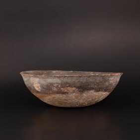 Ancient Bactrian Burnished Dark Earthenware Ceramic Clay Bowl [21.5 x 7.5cm, 486gram]