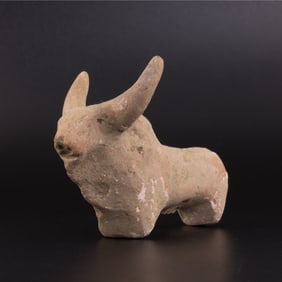 Hand Crafted Painted Terracotta Indus Valley Bull Figurine [4.5 x 8.5cm, 65gram]