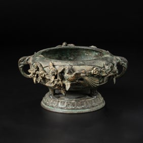 Chinese Warring States Bronze Decorated With Beast Dragon Motifs Vessel [18 x 8.5cm, 1.48kg]