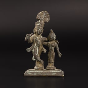 Antique Indian Bronze Radha Krishna Statue [10.1 x 6.2cm, 187gram]