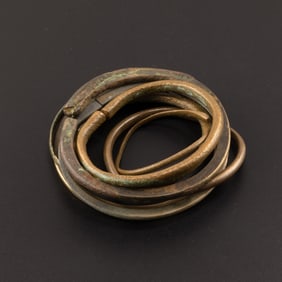 Ancient Near Eastern Regions Bronze Coil Arm Rings Bracelets [3.9~6.8cm, 128gram, 8 pcs]