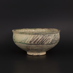 Middle Eastern Glazed Earthenware Bowl with Slip-Painted Decoration [18.8 x 9.3cm, 499gram]
