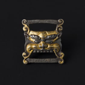 Tibetan Bronze Dragon Face Motif Belt Buckle [3.8 x 4.1cm, 21gram]
