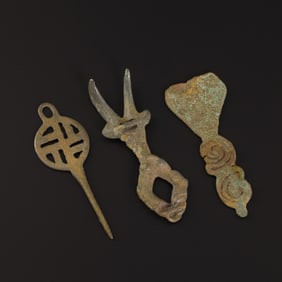 Ancient South Asian Tribal Artifacts Bronze Decorative Tools [5.6~5.9 x 1.9~2.3 cm, 18gram]