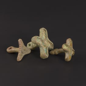 Collection of Viking Age Bronze Cross Motifs Cloths Coats Buttons [2.7~3.8 x 2.6~2.9 cm, 51gram]