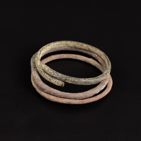 Ancient Near Eastern Regions Bronze Coil Arm Rings Bracelets [5~6cm, 48gram]