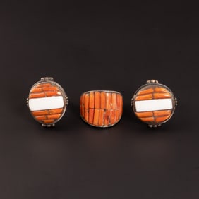 Antique Hand Made Design Silver Rings With Beautiful Coral