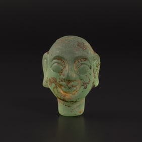 Ancient Roman Glass Quartz Male Head Motif Pendant [2.2 x 3.8cm, 29gram]