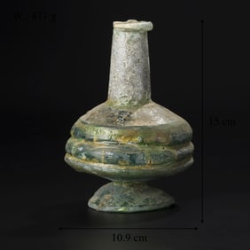 Ancient Roman Glass Bottle Vessel [15 x 10.9cm, 471gram]