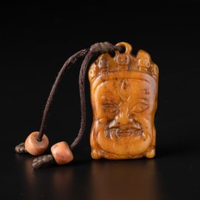 Antique Tibetan Carved Bone MalaAmulet [6.8 x 4.1cm, 24gram]