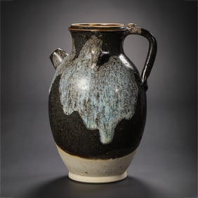 Chinese Tang Dynasty Lushan flower-glazed double-handled pot