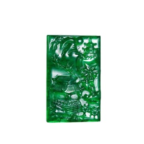 Chinese Qing Dynasty Jadeite Carved Plaque