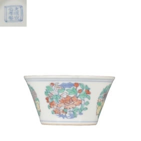 Doucai flower-patterned cup from the Chenghua period of the Ming Dynasty, China