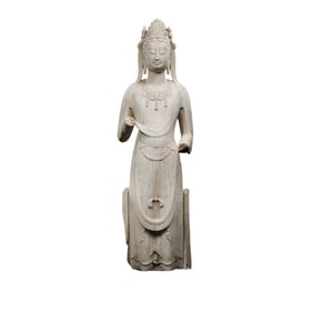 Chinese Tang Dynasty white marble standing Buddha statue