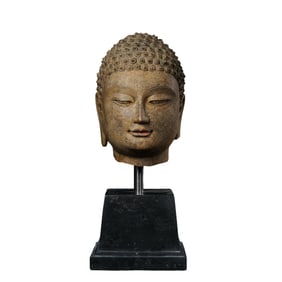 Chinese Tang Dynasty Bluestone Buddha Head