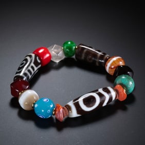 Pure Dzi Bead Bracelet from the Tang Dynasty of China