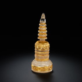 Chinese Tang Dynasty Pure Gold Crystal Stupa