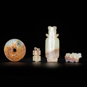 A group of small Chinese Han Dynasty jade pieces