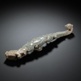 Chinese Han Dynasty Jade Dragon Belt Hook