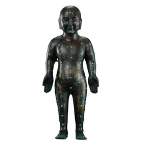 Acupuncturist with gold, silver and turquoise inlay during the Warring States Period of China