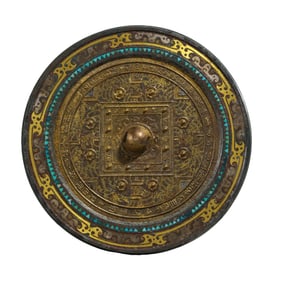 China's Warring States Period inlaid gold and silver bronze mirror