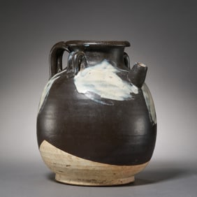 Chinese Tang Dynasty Lushan flower-glazed double-handled pot