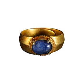 Chinese Qing Dynasty pure gold inlaid gemstone ring