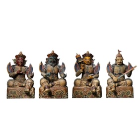 Painted Seated Statue of the Four Heavenly Kings, Ming Dynasty, China