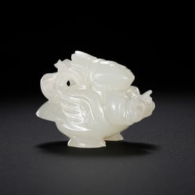 Chinese Liao Dynasty Hetian white jade flying statue