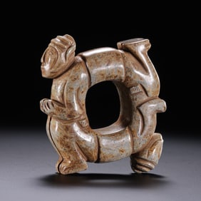 Chinese Neolithic jade human-shaped ring