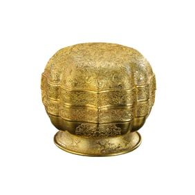 Chinese Qing Dynasty Pure Gold Lid Box