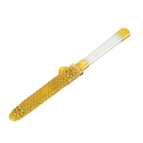 Chinese Qing Dynasty pure gold inlaid gemstone knife