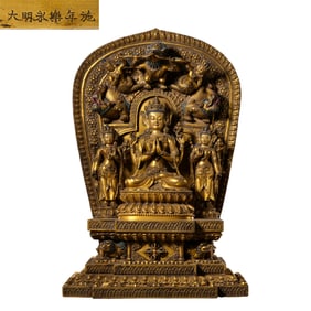 A Chinese gilt bronze statue of a seated Buddha from the Yongle period of the Ming Dynasty