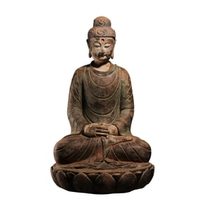 Chinese Song Dynasty clay sculpture of a seated Buddha