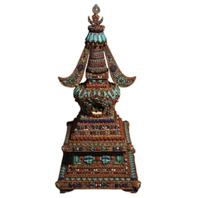 Chinese Ming Dynasty Gem-Inlaid Pagoda