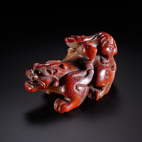 Red agate auspicious beasts from the Warring States Period of China