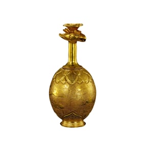 Chinese Han Dynasty Pure Gold Phoenix Head Long-necked Vase