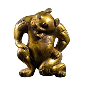 Chinese Han Dynasty Gilded Bronze Bear