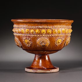 Chinese Sui Dynasty yellow glaze high-footed cup