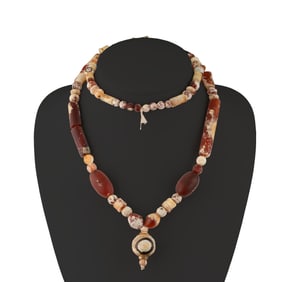 Antique Carnelian Agate Long Shape Beads Necklace [28in Long, 99gram]