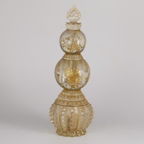 Old Tibetan Colored Glaze Gilt Buddhist Relics Stupa Pagoda Tower [29 x 11cm, 1.5 kg]