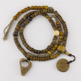 Antique Himalayan Tibetan Kapala Mala Necklace Old Bones Prayer Bead [Length:23in, 76gram, 108pcs]