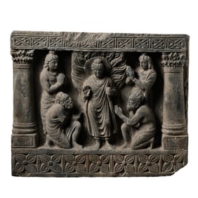 Gandhara Buddhist tablet, 2nd century AD, China