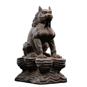 Chinese Tang Dynasty Bluestone Seated Lion Statue