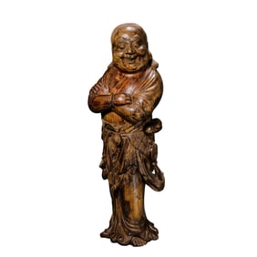 Chinese Qing Dynasty woodcarving standing figure