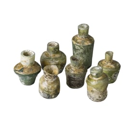 Lot of 7 Ancient Roman Glass Bottle Vessels