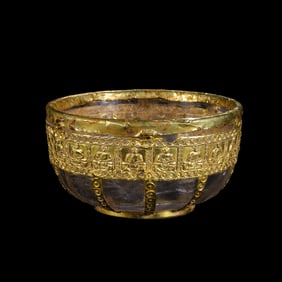 Achaemenid period ancient Persian culture pure gold inlaid crystal bowl