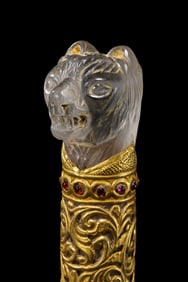 Achaemenid period ancient Persian culture pure gold inlaid crystal staff head